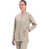 Cherokee Womens Scrub Jacket Nurse Snap Front Medical Uniform with Pockets, 2-Way Stretch, Easy Care Soft Fabric – WW310(Khaki)