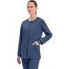 Cherokee Womens Scrub Jacket Nurse Snap Front Medical Uniform with Pockets, 2-Way Stretch, Easy Care Soft Fabric – WW310(Navy)