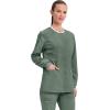 Cherokee Womens Scrub Jacket Nurse Snap Front Medical Uniform with Pockets, 2-Way Stretch, Easy Care Soft Fabric – WW310(Olive)