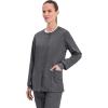 Cherokee Womens Scrub Jacket Nurse Snap Front Medical Uniform with Pockets, 2-Way Stretch, Easy Care Soft Fabric – WW310(Pewter)