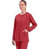 Cherokee Womens Scrub Jacket Nurse Snap Front Medical Uniform with Pockets, 2-Way Stretch, Easy Care Soft Fabric – WW310(Red)