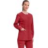 Cherokee Womens Scrub Jacket Nurse Snap Front Medical Uniform with Pockets, 2-Way Stretch, Easy Care Soft Fabric – WW310(Red)