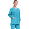 Cherokee Womens Scrub Jacket Nurse Snap Front Medical Uniform with Pockets, 2-Way Stretch, Easy Care Soft Fabric – WW310(Turquoise)