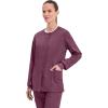 Cherokee Womens Scrub Jacket Nurse Snap Front Medical Uniform with Pockets, 2-Way Stretch, Easy Care Soft Fabric – WW310(Wine)