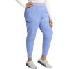 Cherokee Women’s Scrub Jogger Pants Modern Classic Fit Mid Rise Bottom with 5 Pockets, Elastic Knit Waistband – WW115(Ciel)