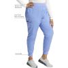 Cherokee Women’s Scrub Jogger Pants Modern Classic Fit Mid Rise Bottom with 5 Pockets, Elastic Knit Waistband – WW115(Ciel)