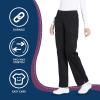 Cherokee Women’s Scrub Pants Mid Rise Straight Leg Pull-on Cargo Pant with 6 Pockets & 2-Way Stretch Fabric – WW170(Black)