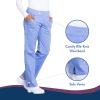 Cherokee Women’s Scrub Pants Mid Rise Straight Leg Pull-on Cargo Pant with 6 Pockets & 2-Way Stretch Fabric – WW170(Ciel Blue)