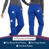 Cherokee Women’s Scrub Pants Mid Rise Straight Leg Pull-on Cargo Pant with 6 Pockets & 2-Way Stretch Fabric – WW170(Galaxy Blue)