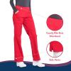 Cherokee Women’s Scrub Pants Mid Rise Straight Leg Pull-on Cargo Pant with 6 Pockets & 2-Way Stretch Fabric – WW170(Red)