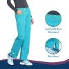 Cherokee Women’s Scrub Pants Mid Rise Straight Leg Pull-on Cargo Pant with 6 Pockets & 2-Way Stretch Fabric – WW170(Teal Blue)