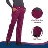 Cherokee Women’s Scrub Pants Mid Rise Straight Leg Pull-on Cargo Pant with 6 Pockets & 2-Way Stretch Fabric – WW170(Wine)