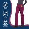 Cherokee Women’s Scrub Pants Mid Rise Straight Leg Pull-on Cargo Pant with 6 Pockets & 2-Way Stretch Fabric – WW170(Wine)