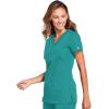 Cherokee Women’s V-Neck Scrub Top – Modern Classic Shirt with 3 Pockets, Instrument Loop & Fade Resistant Fabric – WW645(Teal Blue)