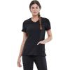 Cherokee Women’s V-Neck Scrub Top, 4 Pockets, with Yokes & Sleeve Insets, Ideal for Medical Professionals CK711(Black)