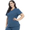 Cherokee Women’s V-Neck Scrub Top, 4 Pockets, with Yokes & Sleeve Insets, Ideal for Medical Professionals CK711(Caribbean Blue)