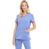 Cherokee Women’s V-Neck Scrub Top, 4 Pockets, with Yokes & Sleeve Insets, Ideal for Medical Professionals CK711(Ciel Blue)