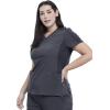 Cherokee Women’s V-Neck Scrub Top, 4 Pockets, with Yokes & Sleeve Insets, Ideal for Medical Professionals CK711(Pewter)