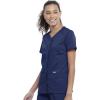 Cherokee Women’s V-Neck Scrub Top with Snap Front, 4 Pockets, and 2-Way Stretch Fabric WW622(Navy)