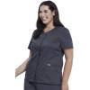Cherokee Women’s V-Neck Scrub Top with Snap Front, 4 Pockets, and 2-Way Stretch Fabric WW622(Pewter)