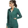 Cherokee Womens Zip Front Scrub Jacket, 2 Pockets, Princess Seams, Moisture Wicking, 360 Stretch Fabric – CK303(Hunter Green)