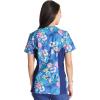 Cherokee iFlex Women Scrubs Top Mock Wrap Knit Panel Print CK642(Blooming Tie Dye)