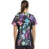 Cherokee iFlex Women Scrubs Top Mock Wrap Knit Panel Print CK642(Rainbow Fleurs)