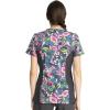 Cherokee iFlex Women Scrubs Top Mock Wrap Knit Panel Print CK642(Watercolor Petals)