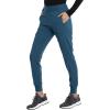 Iflex Jogger Scrubs for Women, Yoga-Inspired Knit Waistband Scrub Pants CK011(Caribbean Blue)