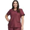Cherokee Form Scrub Tops for Women, Stretchy V-Neck Knit Scrub Top – CK840(Cabernet)