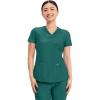 Cherokee Form Scrub Tops for Women, Stretchy V-Neck Knit Scrub Top – CK840(Hunter Green)