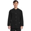 Cherokee Men’s Scrub Jacket Snap Front Medical with 3 Pockets, Knit Cuffs, Soft Fade Resistant 2-Way Stretch – WW360(Black)