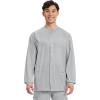 Cherokee Men’s Scrub Jacket Snap Front Medical with 3 Pockets, Knit Cuffs, Soft Fade Resistant 2-Way Stretch – WW360(Grey)