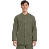 Cherokee Men’s Scrub Jacket Snap Front Medical with 3 Pockets, Knit Cuffs, Soft Fade Resistant 2-Way Stretch – WW360(Olive)