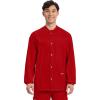Cherokee Men’s Scrub Jacket Snap Front Medical with 3 Pockets, Knit Cuffs, Soft Fade Resistant 2-Way Stretch – WW360(Red)