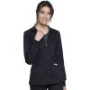 Cherokee Scrub Jacket for Women Zip Front High-Low Medical Uniform, 3 Pockets, Mesh Detail, Ultra Soft 2-Way Stretch – WW301(Black)