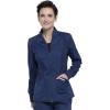 Cherokee Scrub Jacket for Women Zip Front High-Low Medical Uniform, 3 Pockets, Mesh Detail, Ultra Soft 2-Way Stretch – WW301(Navy)