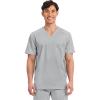 Cherokee Scrub for Men’s Tuckable V-Neck Top with 1 Chest Pocket, Pen Slot, Ultra Soft, Durable, 2-Way Stretch Fabric- WW690(Grey)