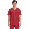 Cherokee Scrub for Men’s Tuckable V-Neck Top with 1 Chest Pocket, Pen Slot, Ultra Soft, Durable, 2-Way Stretch Fabric- WW690(Red)