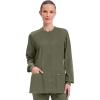 Cherokee Scrub for Women Snap Front Jacket with 3 Pockets, Fade Resistant, 2-Way Stretch, Soft & Durable Fabric – WW340(Olive)