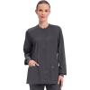 Cherokee Scrub for Women Snap Front Jacket with 3 Pockets, Fade Resistant, 2-Way Stretch, Soft & Durable Fabric – WW340(Pewter)