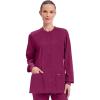 Cherokee Scrub for Women Snap Front Jacket with 3 Pockets, Fade Resistant, 2-Way Stretch, Soft & Durable Fabric – WW340(Wine)