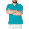 Cherokee Scrubs for Men Tuckable V-Neck Nursing Scrub Top with Chest Pocket, Side Vents & 2-Way Stretch Fabric – 4743(Teal Blue)