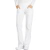 Cherokee Scrubs for Women Mid Rise Straight Leg Scrub Pants For Women Pull-on Bottoms with 6 Pockets & 360° Stretch – CK002(White)