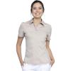 Cherokee Scrubs for Women Polo Top Snap Front Tuckable Scrub Shirt with Chest Pocket, Mesh Panels, Stretch Easy Care – WW698(Khaki)