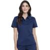 Cherokee Scrubs for Women Polo Top Snap Front Tuckable Scrub Shirt with Chest Pocket, Mesh Panels, Stretch Easy Care – WW698(Navy)