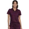 Cherokee Scrubs for Women Polo Top Snap Front Tuckable Scrub Shirt with Chest Pocket, Mesh Panels, Stretch Easy Care – WW698(Wine)
