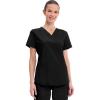 Cherokee Scrubs for Women V-Neck Top, 3 Pockets, Fade Resistant, Soft Stretch Fabric with Shirttail Hem & Side vents – WW665(Black)