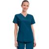 Cherokee Scrubs for Women V-Neck Top, 3 Pockets, Fade Resistant, Soft Stretch Fabric with Shirttail Hem & Side vents – WW665(Caribbean Blue)