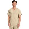 Cherokee Scrubs for Women and Men Unisex V-Neck Nursing Scrub Top with 3 Pockets, Side Vents & Easy Care Fabric – 4876(Khaki)